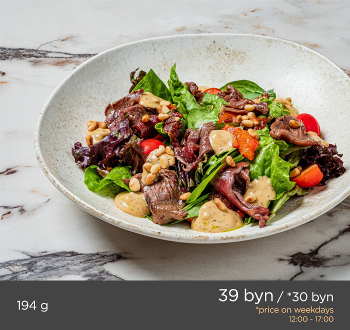 SEATED BEEF SALAD WITH TRUFFLE-OYSTER AIOLI